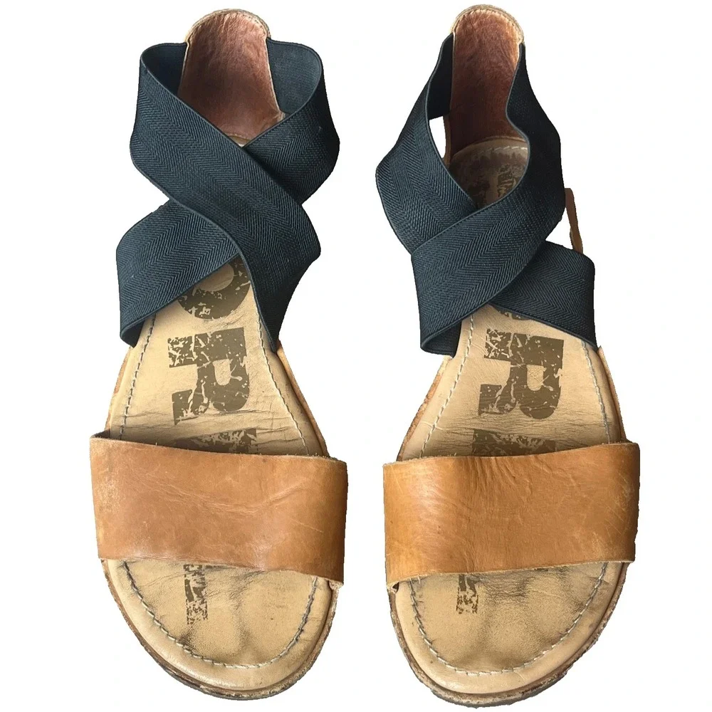 Sorel‎ Ella II Cross Strap Sandals Brown Leather Womens 9 UK 7 EU 40
